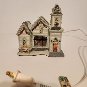 Vintage Christmas Town Church Decoration